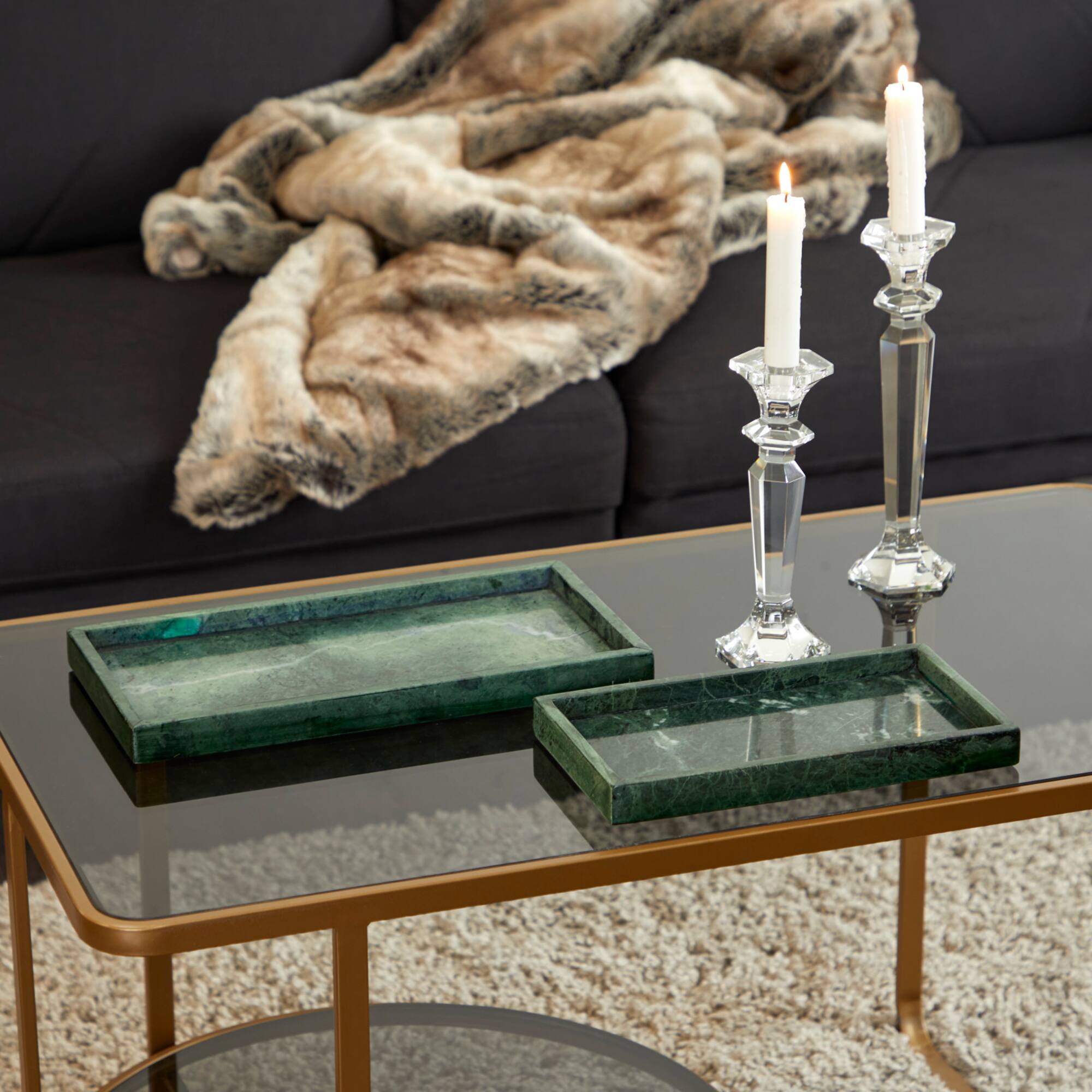 CosmoLiving by Cosmopolitan Green Marble Tray Set